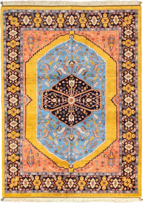Newly Woven Heritage Heriz Rectangle Yellow Rug 7×9 Wool-Cotton