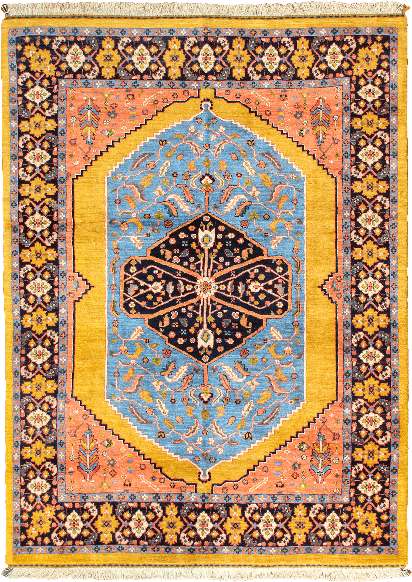 Newly Woven Heritage Heriz Rectangle Yellow Rug 7×9 Wool-Cotton