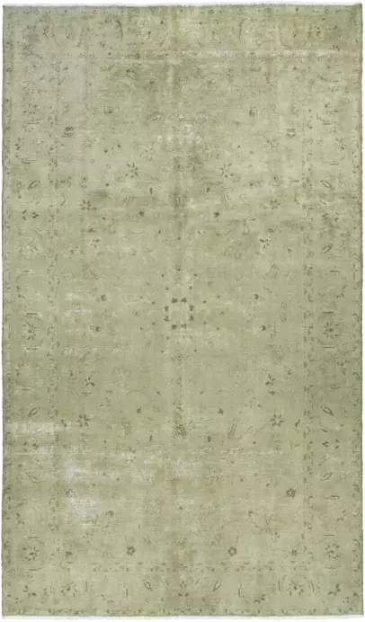 Modern Kashan Rectangle Olive Rug 6×10 Wool-Cotton