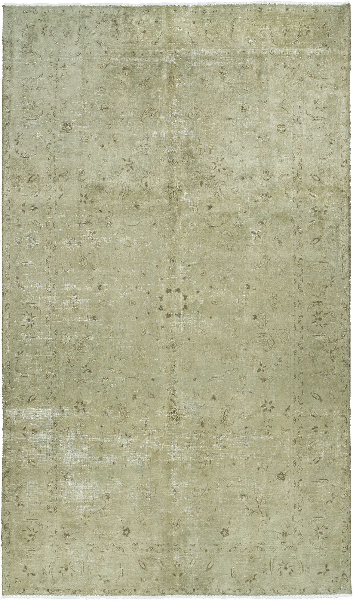 Modern Kashan Rectangle Olive Rug 6×10 Wool-Cotton