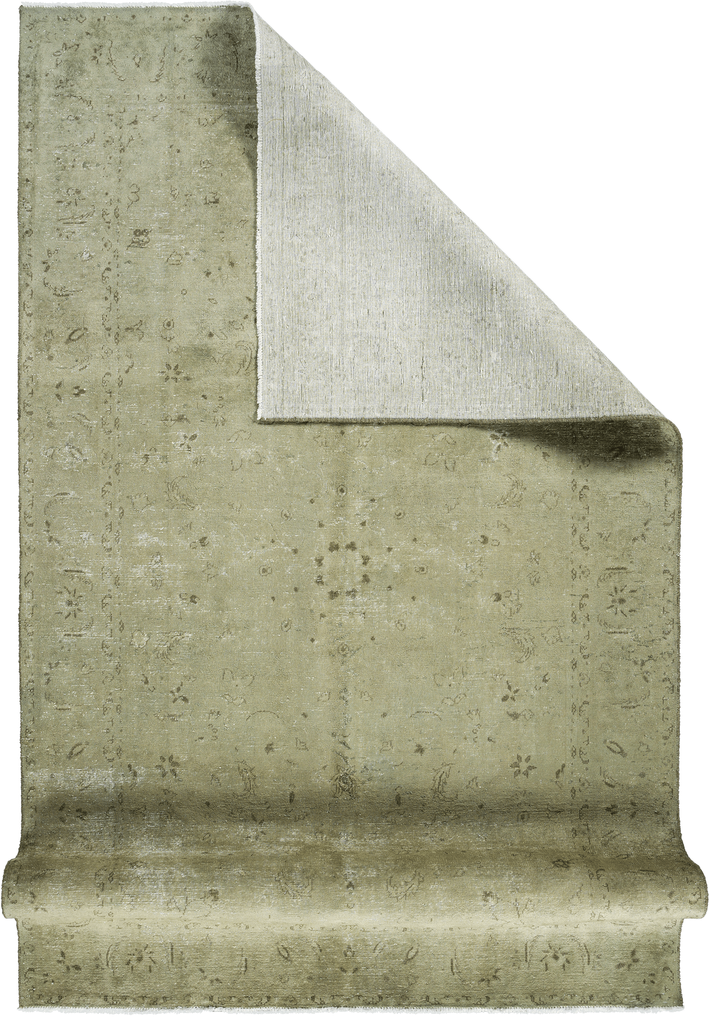 Modern Kashan Rectangle Olive Rug 6×10 Wool-Cotton