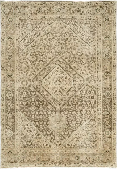Modern Tabriz Rectangle Brown Rug 6×9 Wool-Cotton