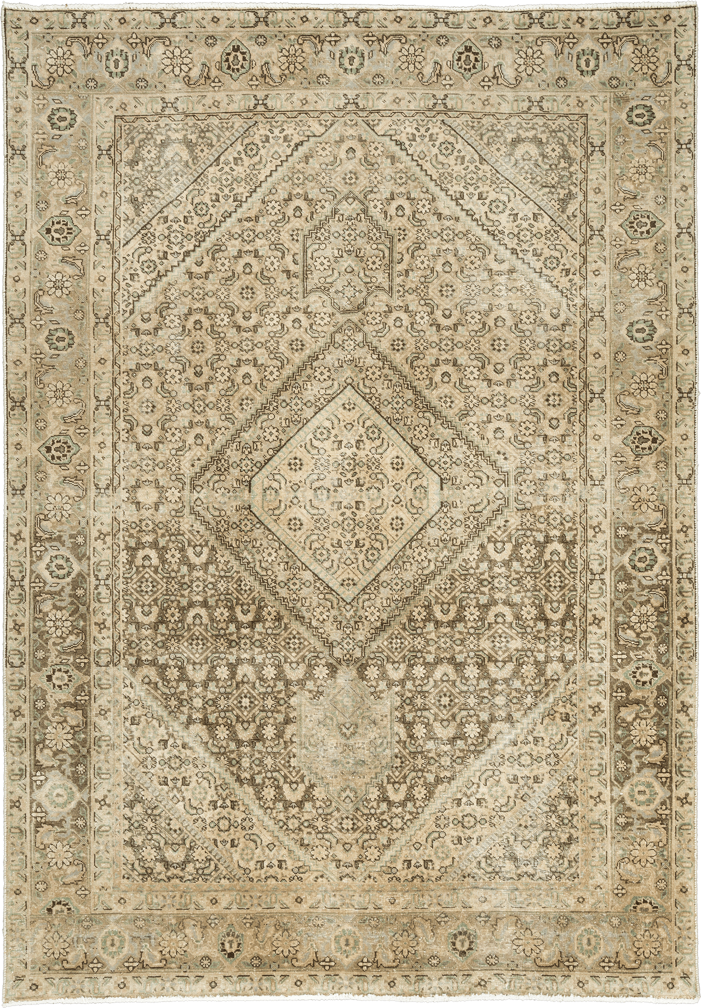 Modern Tabriz Rectangle Brown Rug 6×9 Wool-Cotton