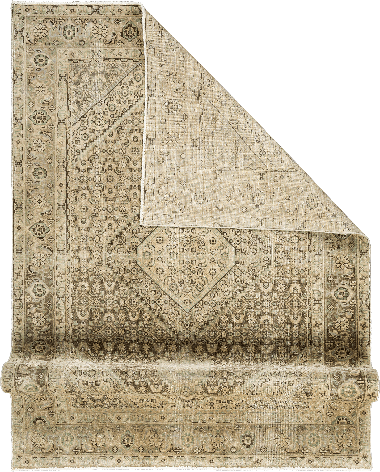 Modern Tabriz Rectangle Brown Rug 6×9 Wool-Cotton