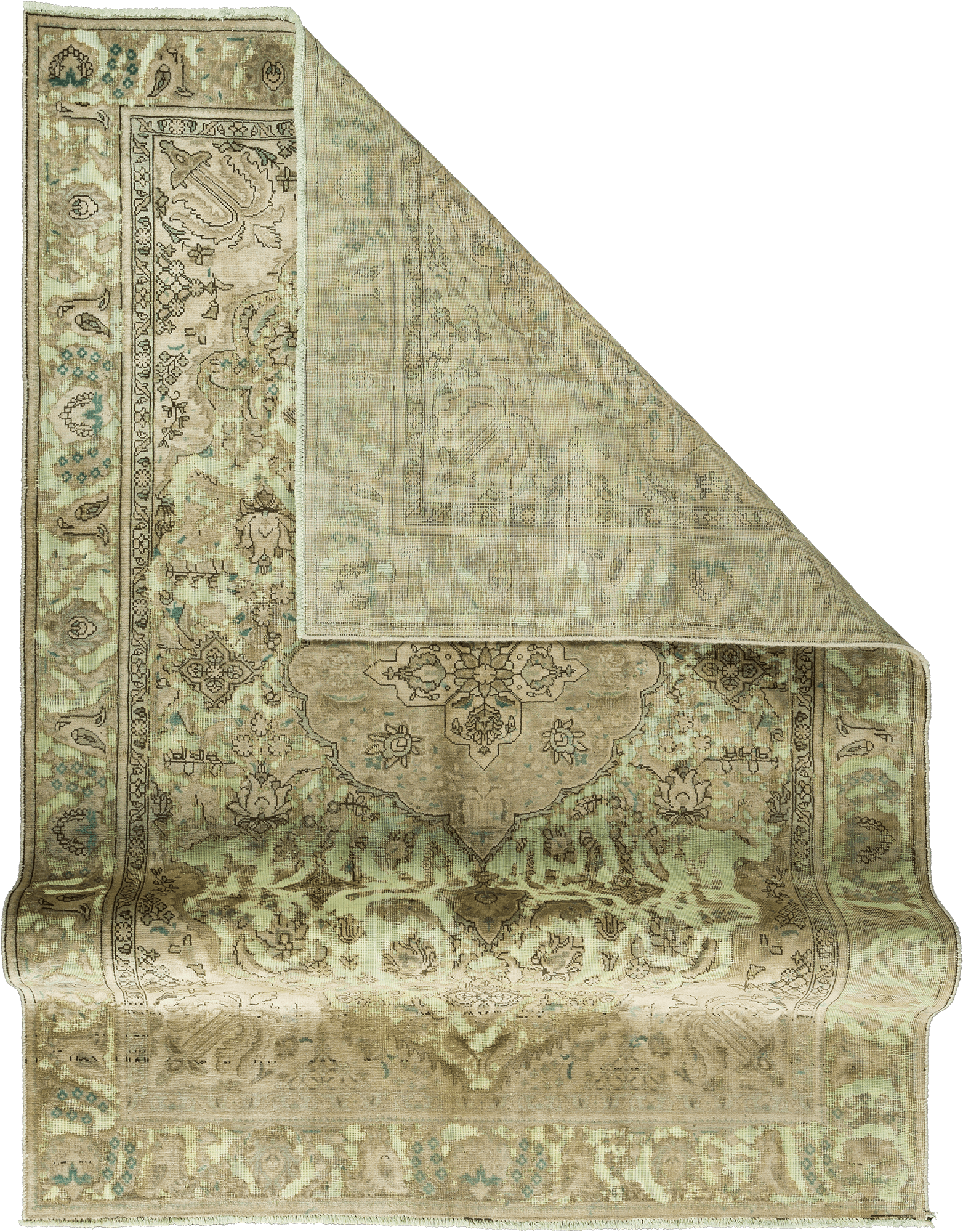Modern Tabriz Rectangle Olive Rug 6×9 Wool-Cotton