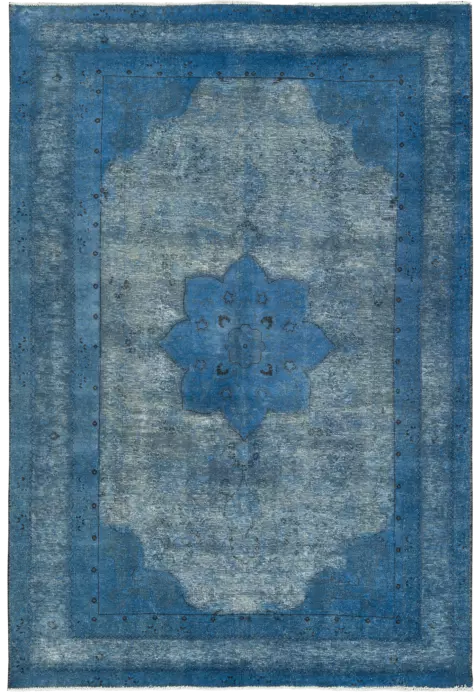 Colorful Vintage Tabriz Rectangle Blue Rug 6×9 Wool-Cotton