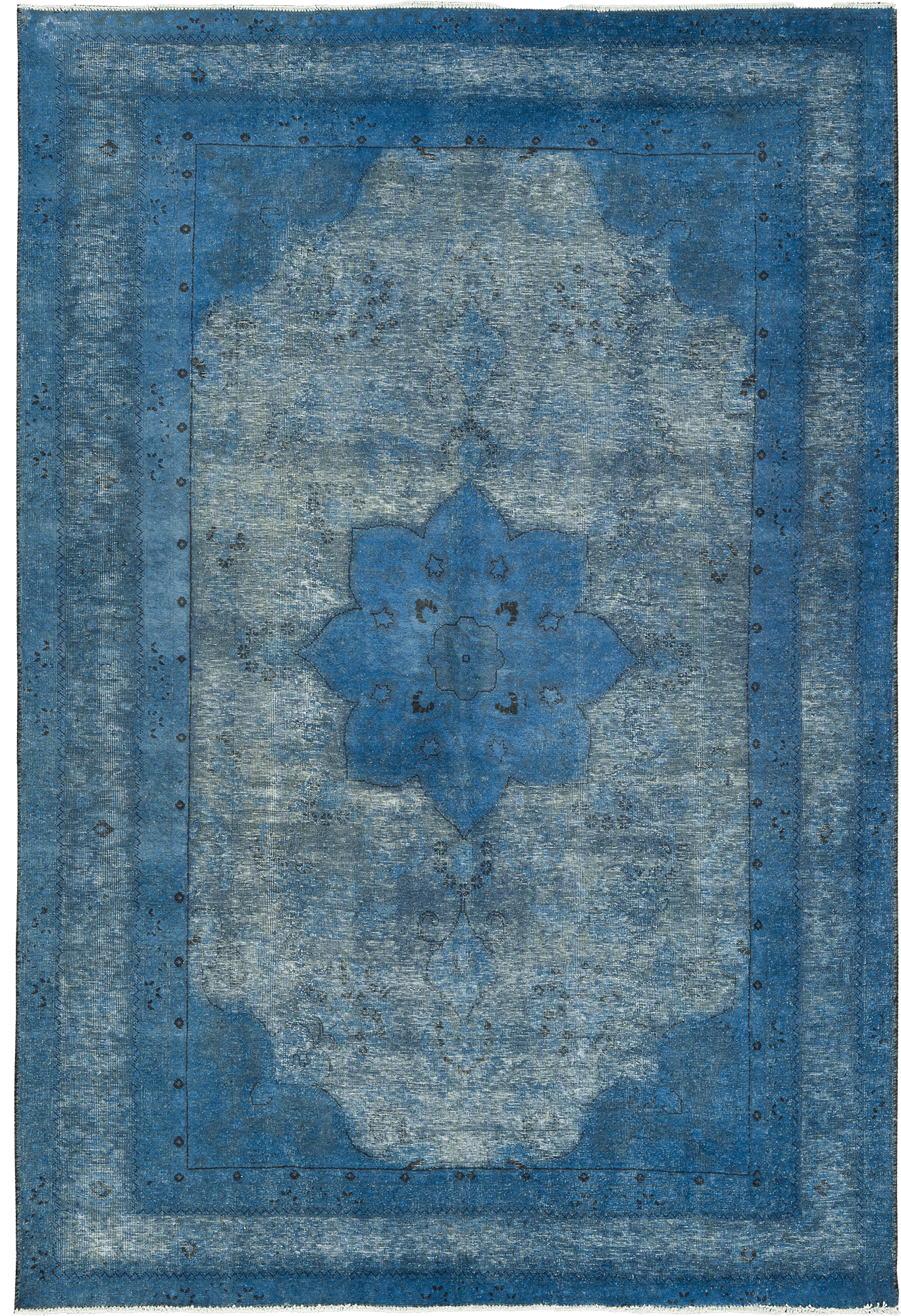 Colorful Vintage Tabriz Rectangle Blue Rug 6×9 Wool-Cotton