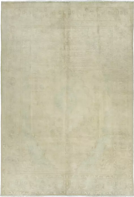 Modern Tabriz Rectangle Beige Rug 6×9 Wool-Cotton