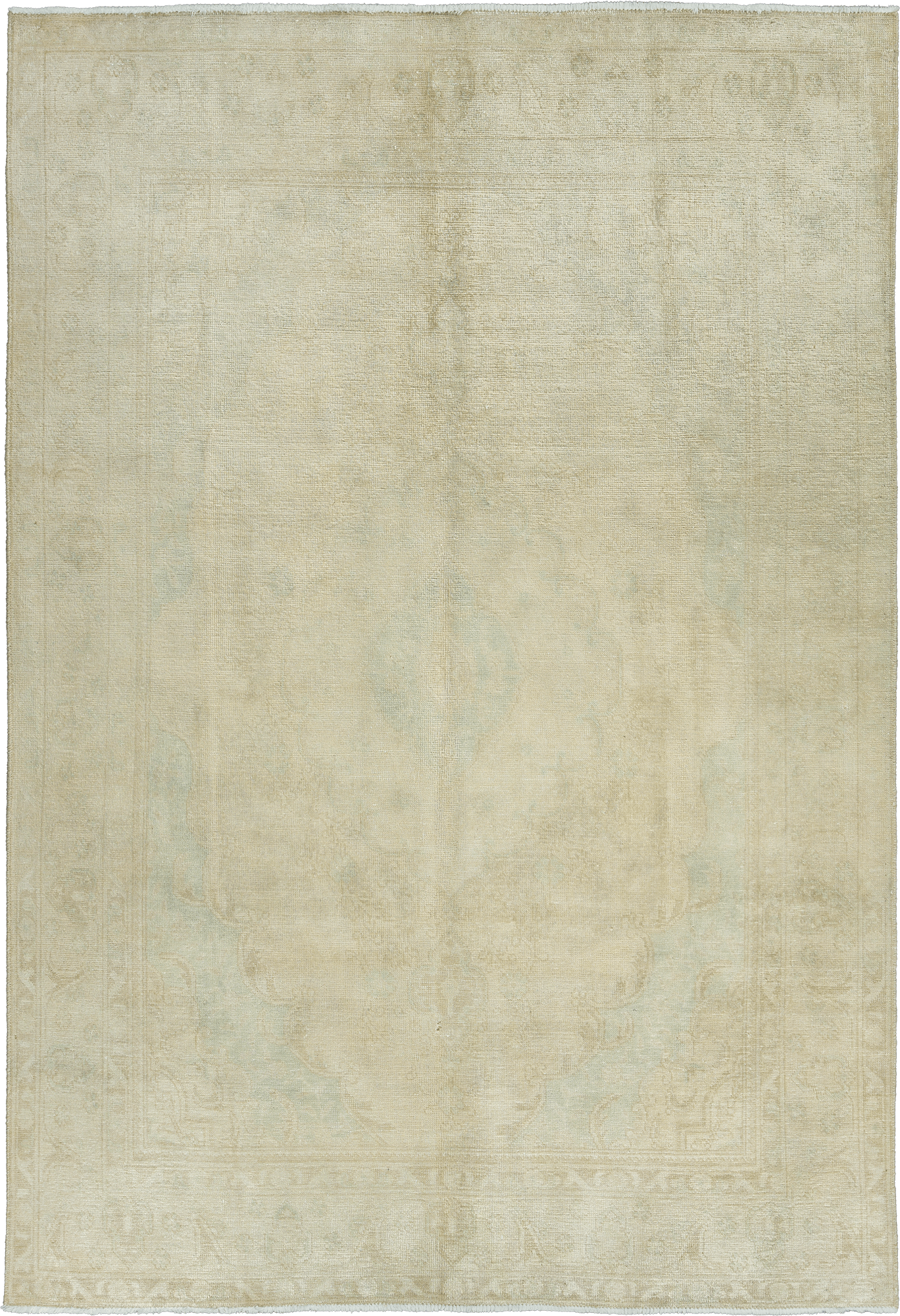 Modern Tabriz Rectangle Beige Rug 6×9 Wool-Cotton