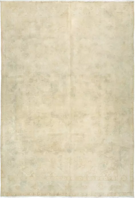 Modern Tabriz Rectangle Beige Rug 6×9 Wool-Cotton