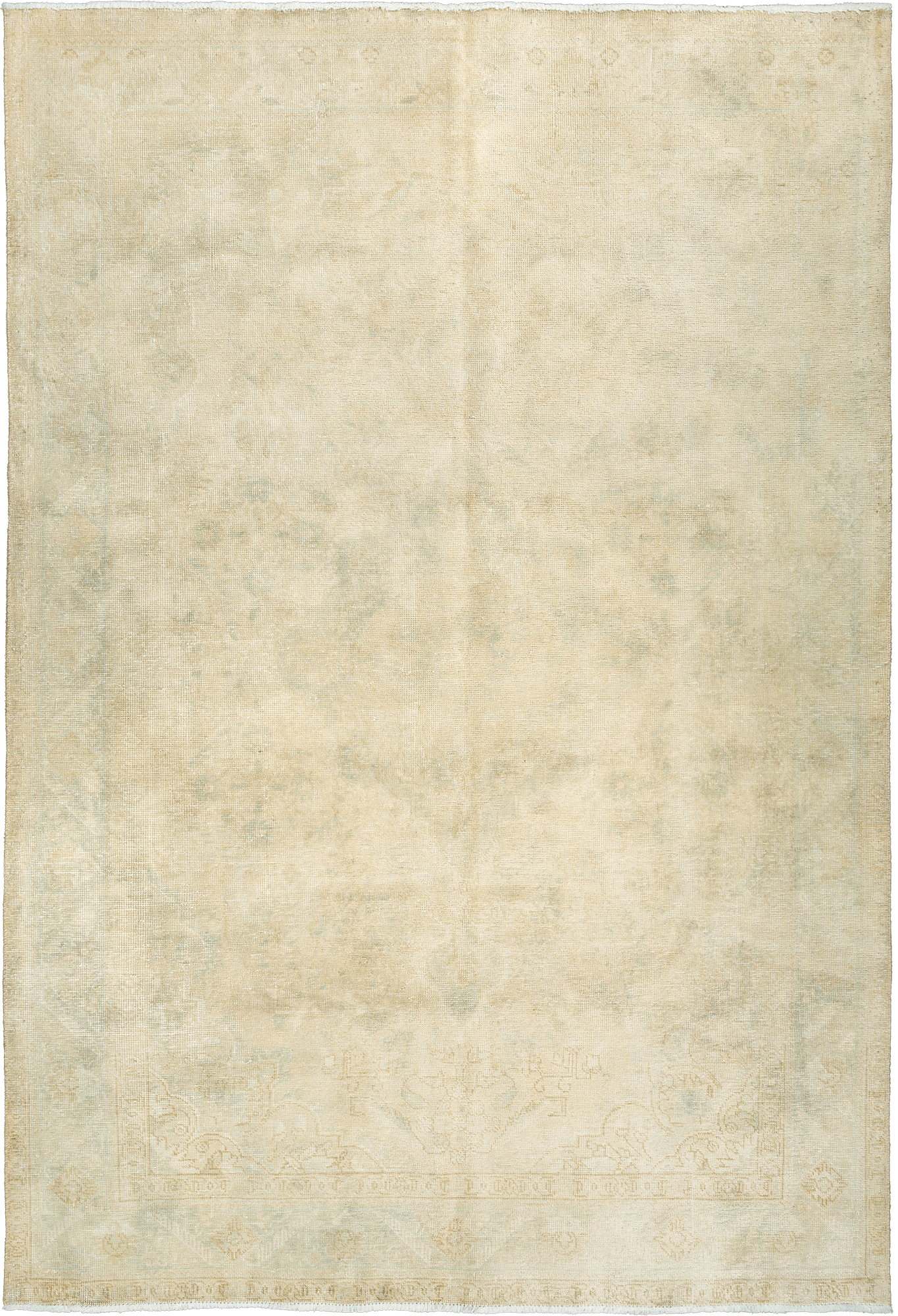 Modern Tabriz Rectangle Beige Rug 6×9 Wool-Cotton