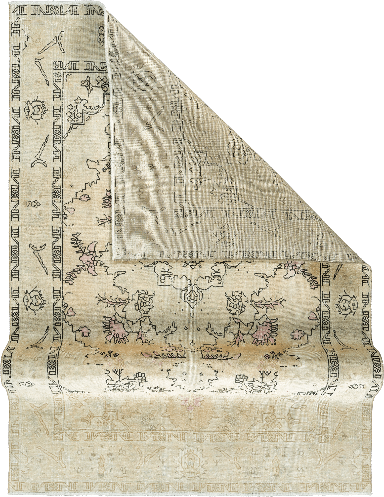 Modern Tabriz Rectangle Beige Rug 7×10 Wool-Cotton