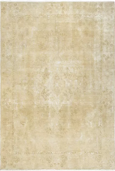 Modern Tabriz Rectangle Beige Rug 6×9 Wool-Cotton