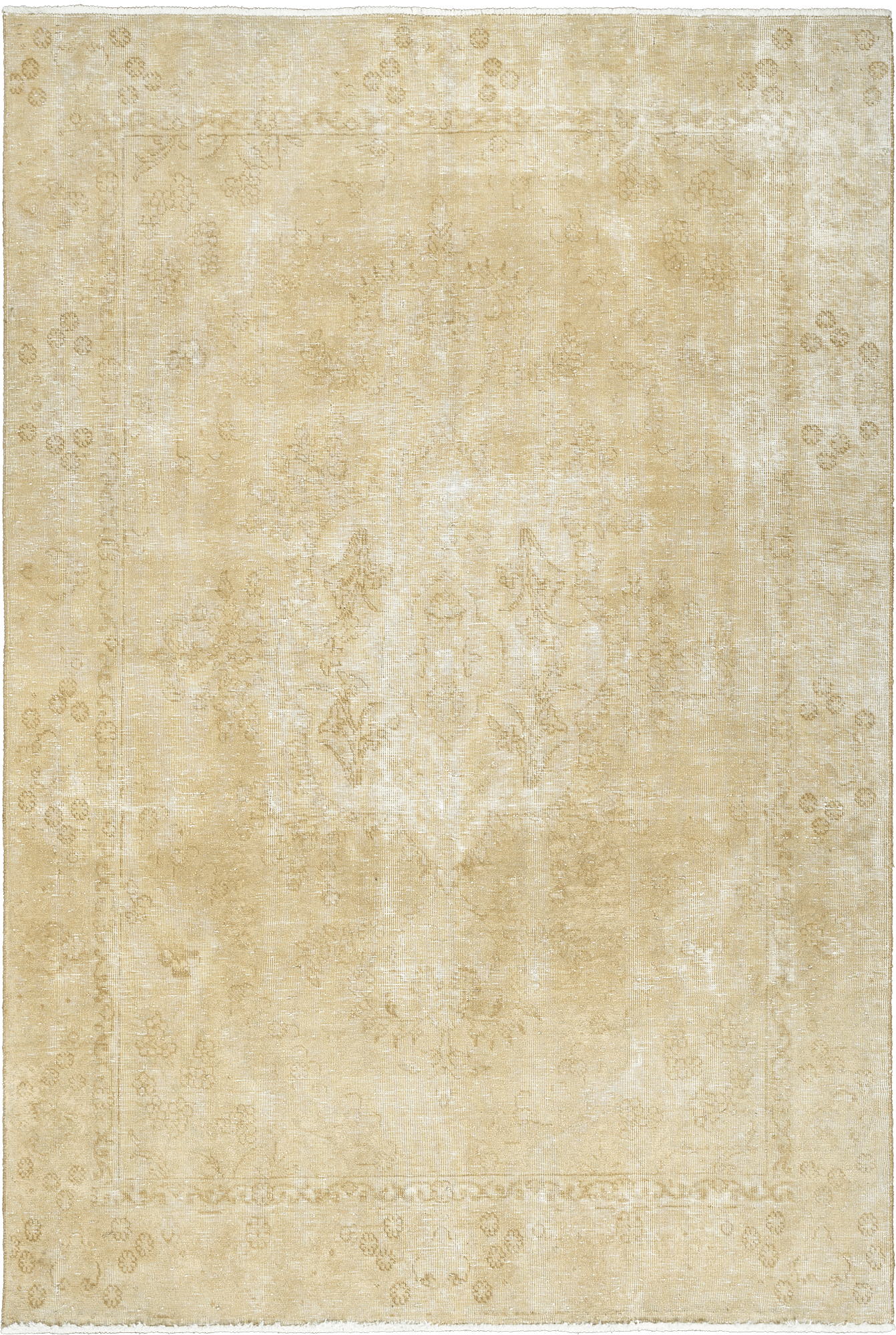 Modern Tabriz Rectangle Beige Rug 6×9 Wool-Cotton