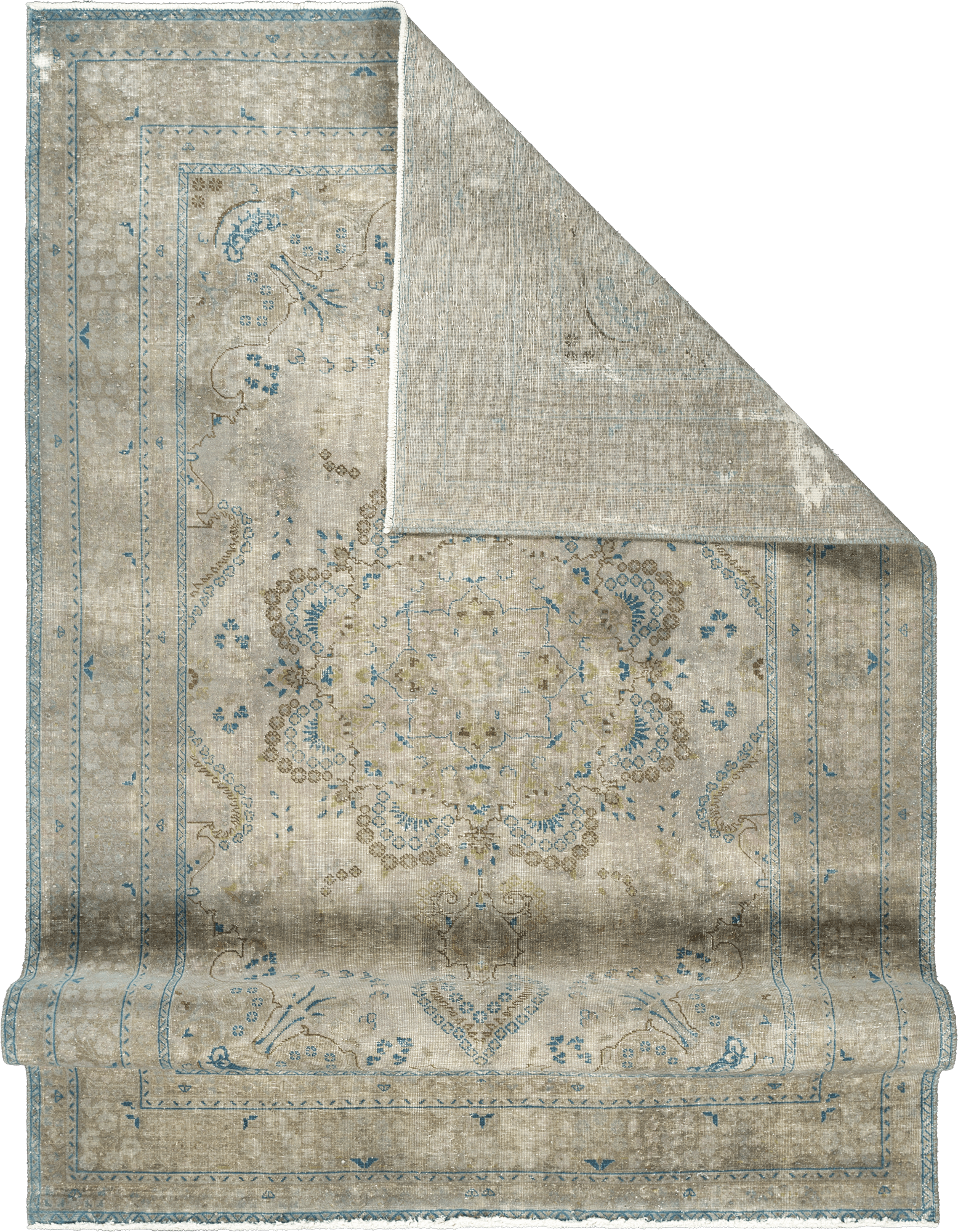 Modern Tabriz Rectangle Grey Rug 6×9 Wool-Cotton