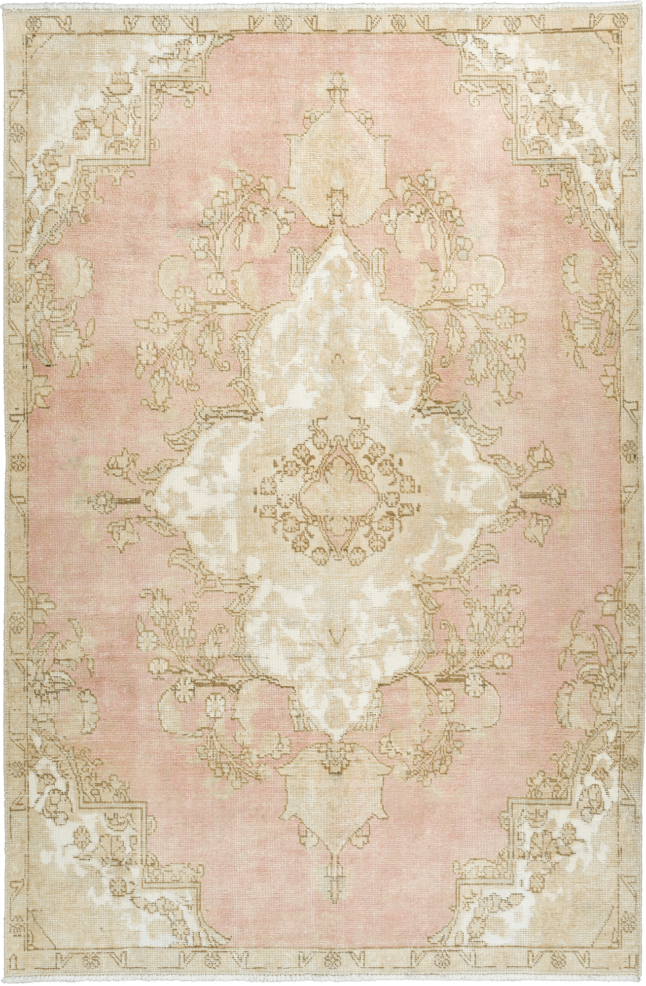 Modern Tabriz Rectangle Pink Rug 6×9 Wool-Cotton