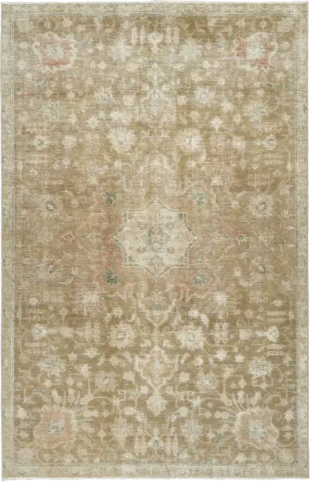 Modern Tabriz Rectangle Brown Rug 6×9 Wool-Cotton
