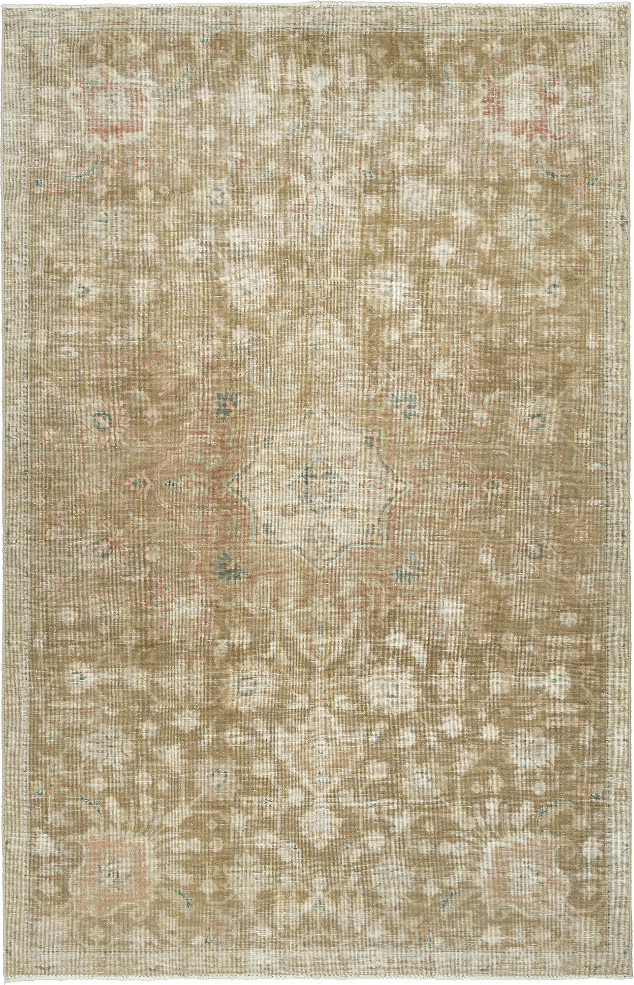 Modern Tabriz Rectangle Brown Rug 6×9 Wool-Cotton