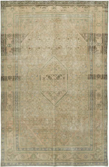 Modern Ardebil Rectangle Beige Rug 6×10 Wool-Cotton