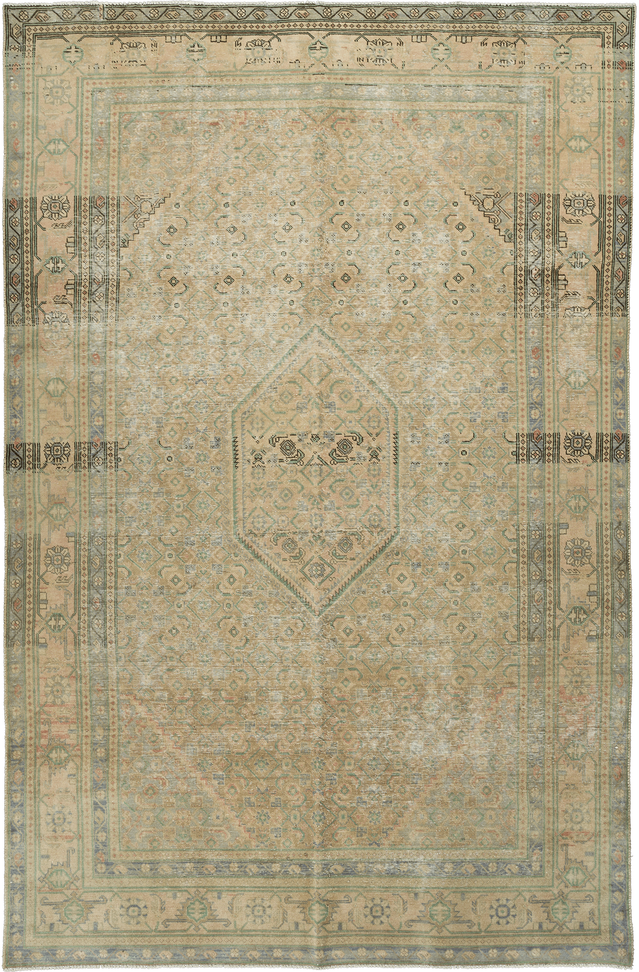 Modern Ardebil Rectangle Beige Rug 6×10 Wool-Cotton