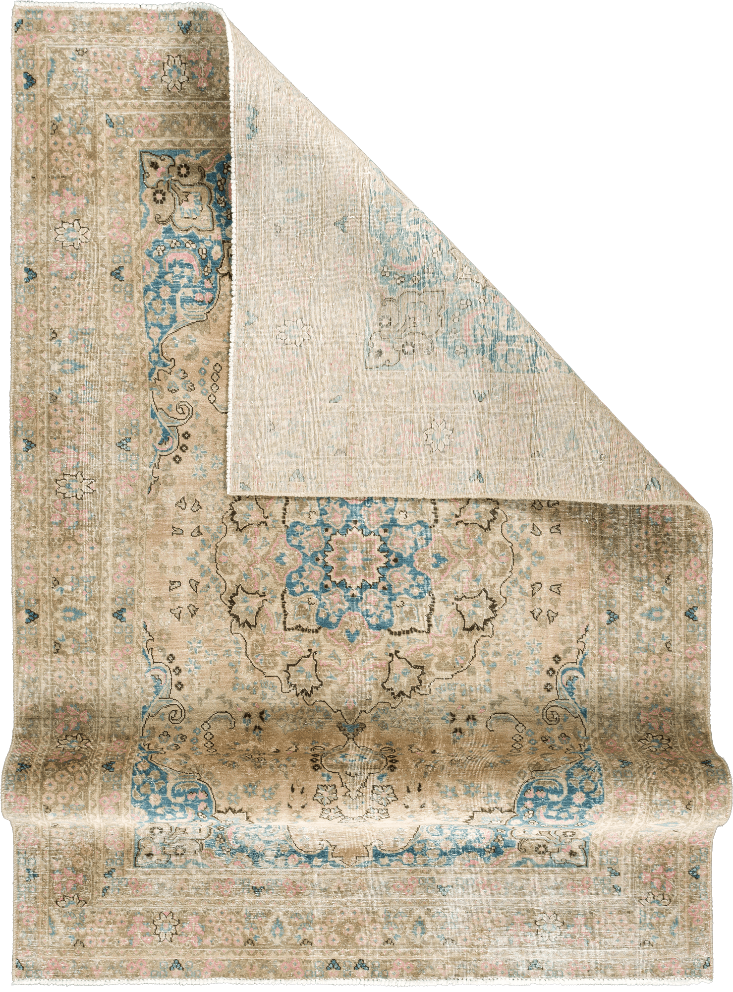 Modern Sabzevar Rectangle Pink Beige Rug 6×9 Wool-Cotton