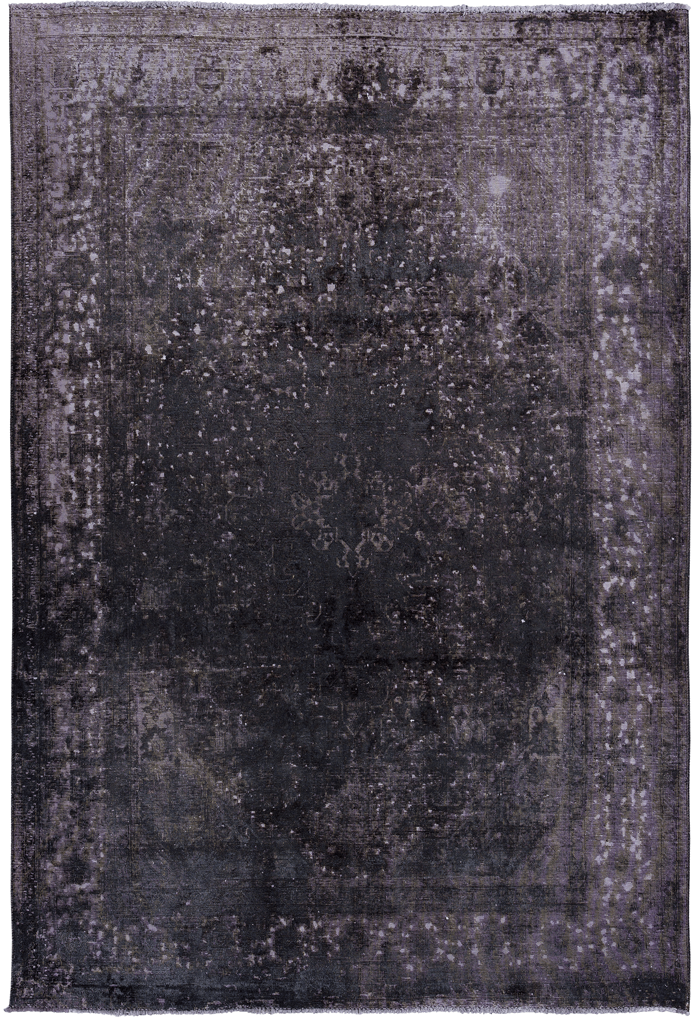 Colorful Vintage Tabriz Rectangle Black Rug 6×9 Wool-Cotton