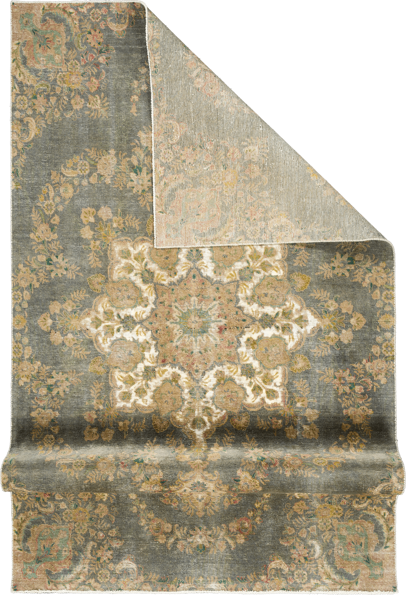 Modern Tabriz Rectangle Grey Rug 6×10 Wool-Cotton