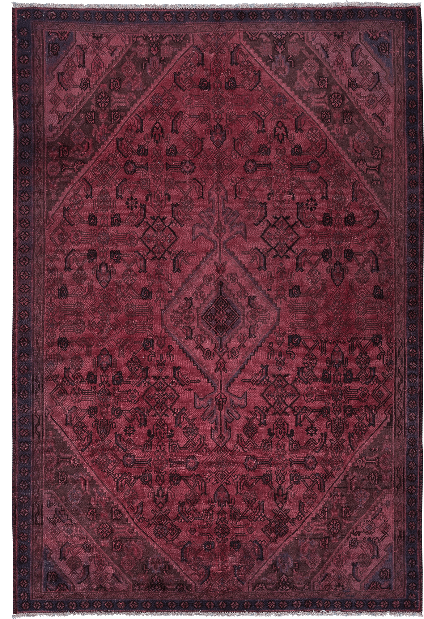 Colorful Vintage Hamadan Rectangle Red Rug 6×9 Wool-Cotton
