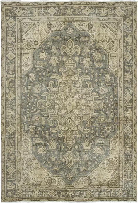 Modern Heriz Rectangle Grey Rug 6×9 Wool-Cotton