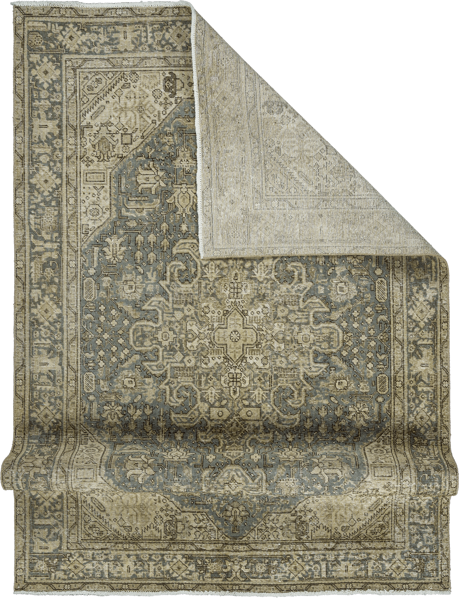 Modern Heriz Rectangle Grey Rug 6×9 Wool-Cotton