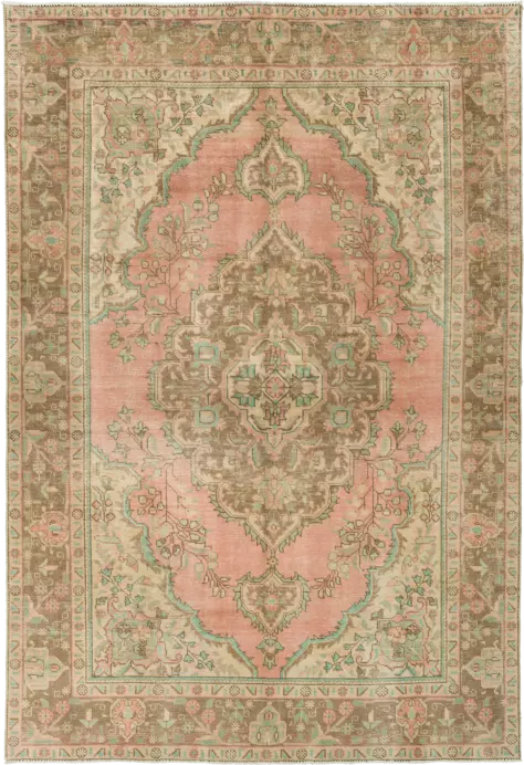 Patina Tabriz Rectangle Pink Rug 6×9 Wool-Cotton
