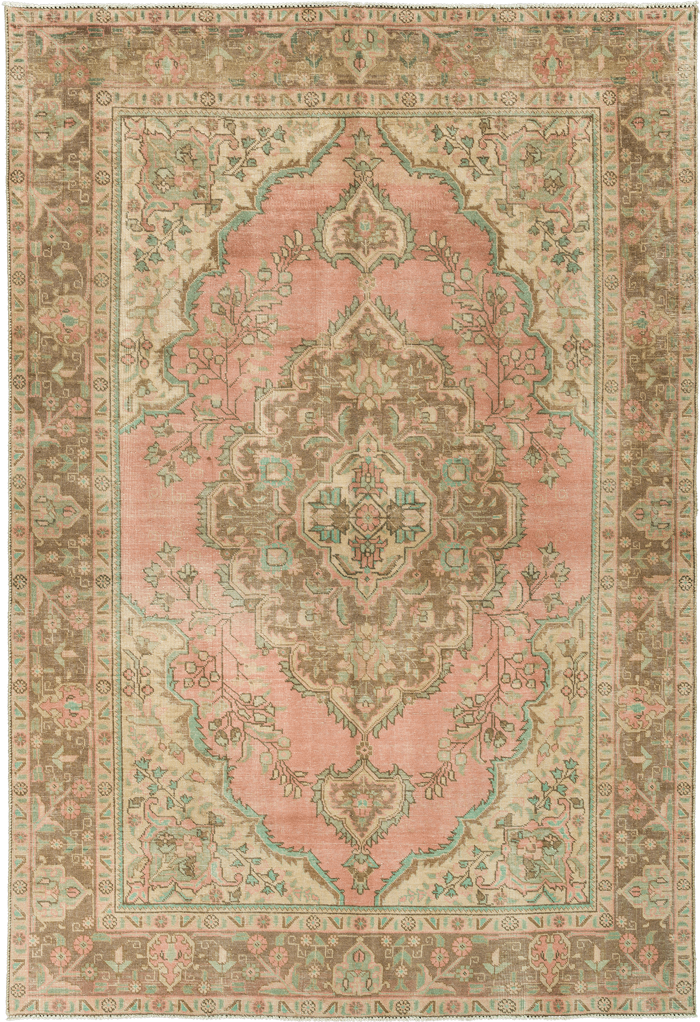 Patina Tabriz Rectangle Pink Rug 6×9 Wool-Cotton