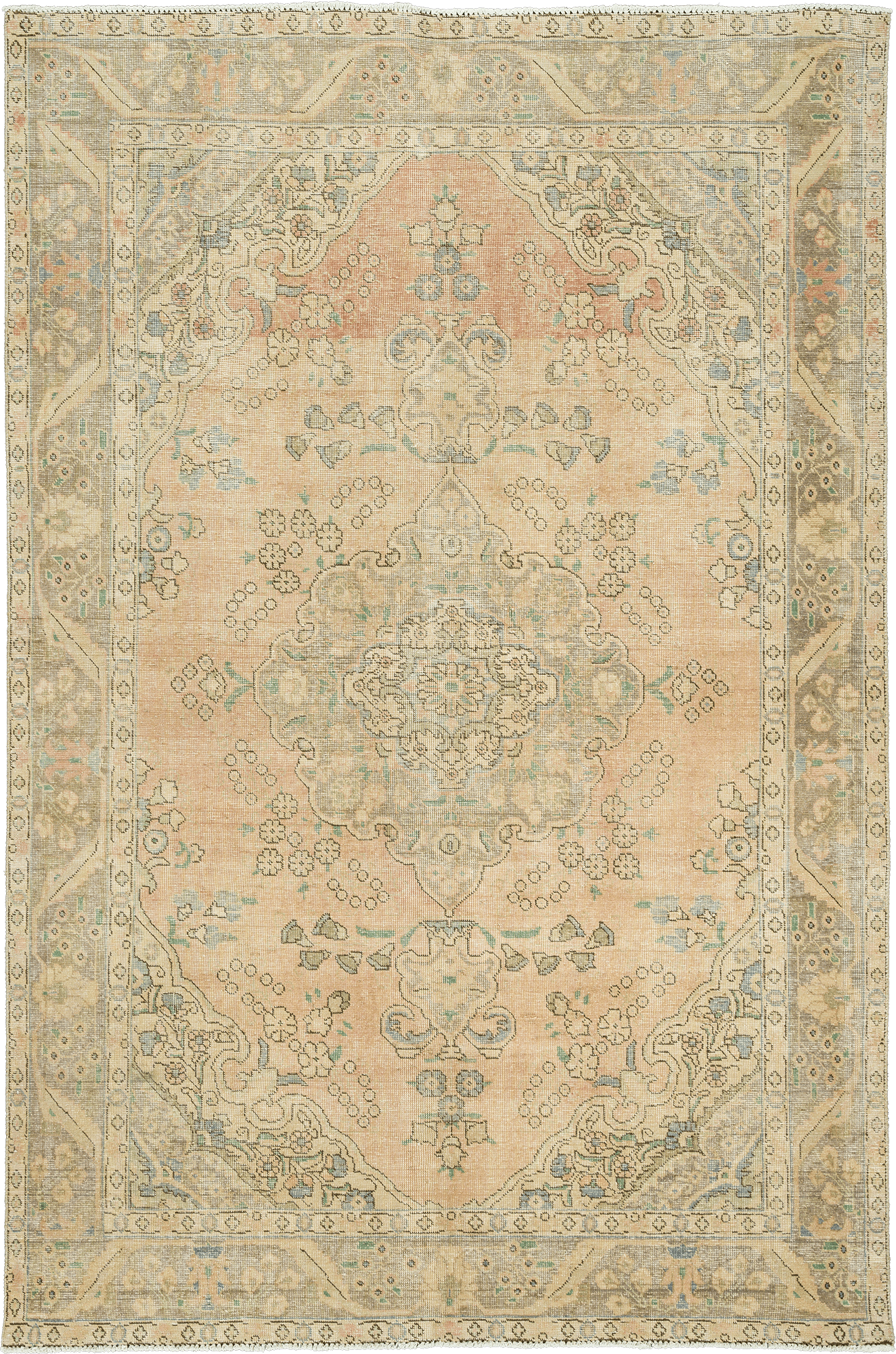 Modern Tabriz Rectangle Pink Rug 6×10 Wool-Cotton