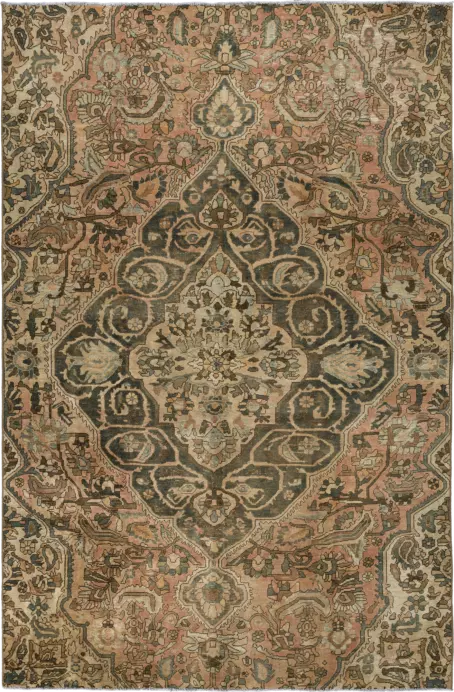 Patina Bakhtiari Rectangle Pink Rug 6×10 Wool-Cotton