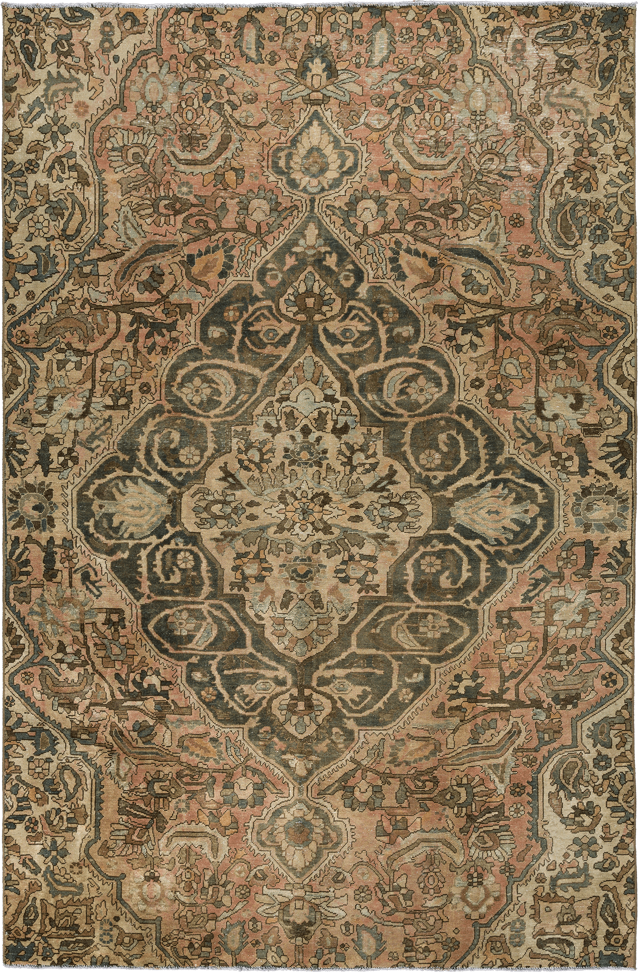 Patina Bakhtiari Rectangle Pink Rug 6×10 Wool-Cotton