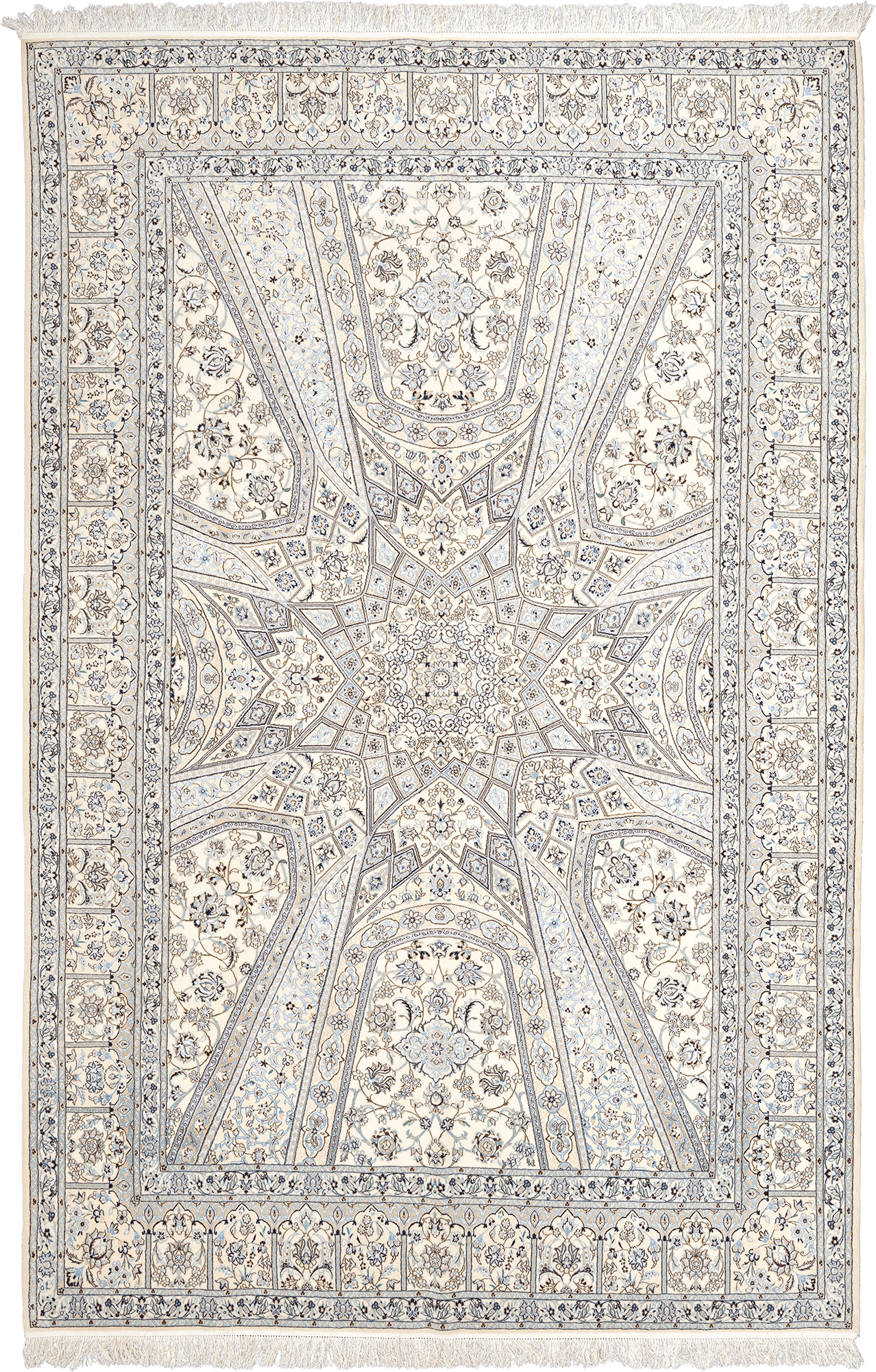 Heritage Nain Rectangle White Rug 7×10 Wool-Silk