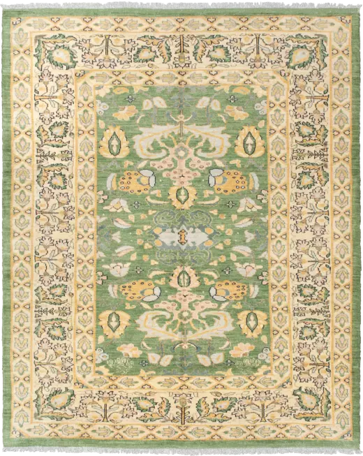 Newly Woven Heritage Sultanabad Rectangle Green Rug 8×9 Wool-Cotton