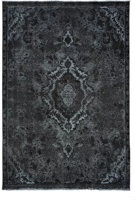 Colorful Vintage Tabriz Rectangle Black Rug 7×10 Wool-Cotton