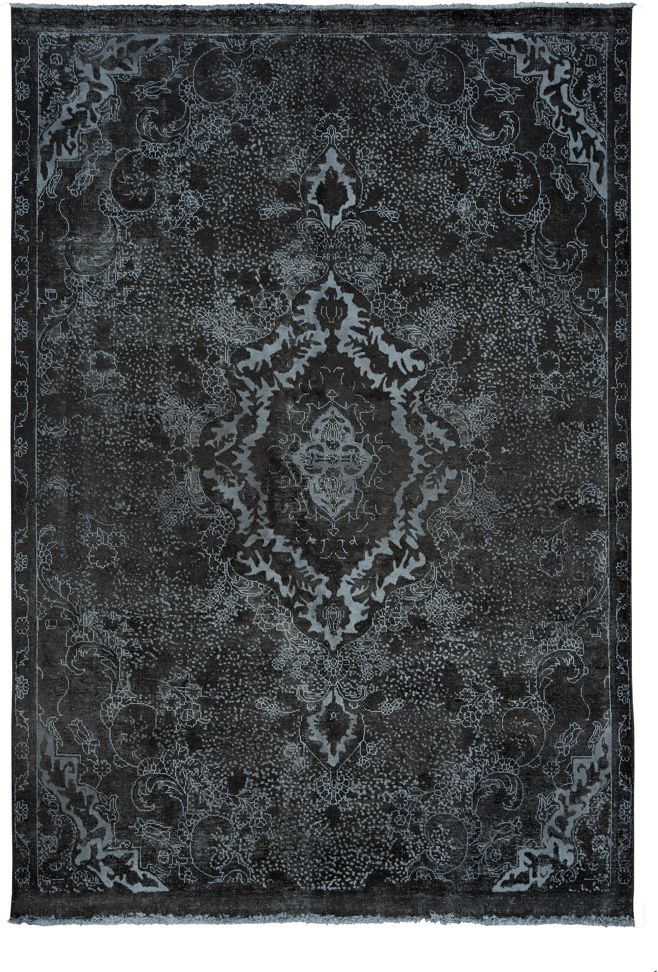 Colorful Vintage Tabriz Rectangle Black Rug 7×10 Wool-Cotton