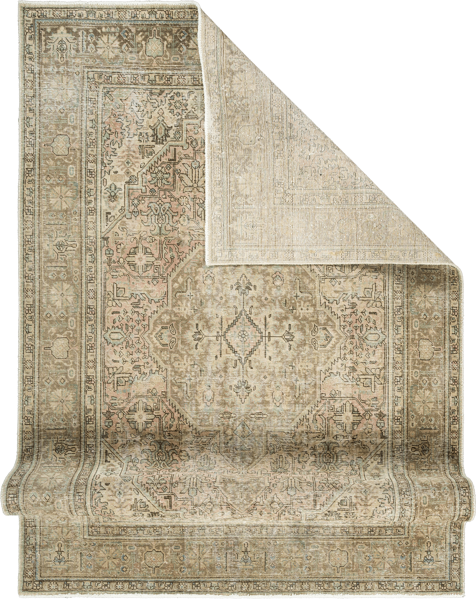 Modern Heriz Rectangle Beige Rug 7×10 Wool-Cotton