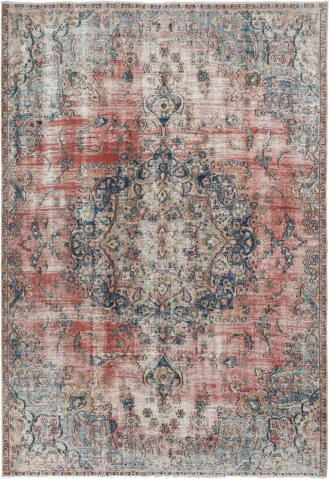 Modern Tabriz Rectangle Red Rug 7×10 Wool-Cotton