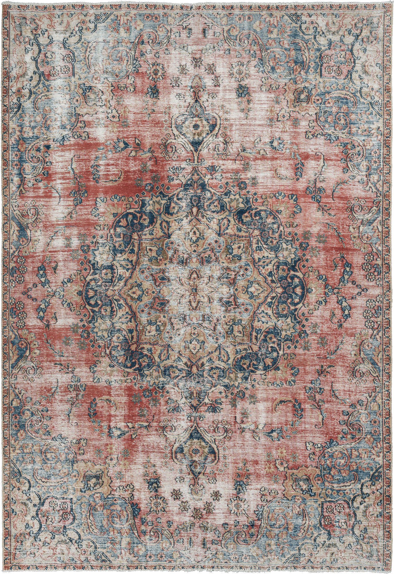 Modern Tabriz Rectangle Red Rug 7×10 Wool-Cotton