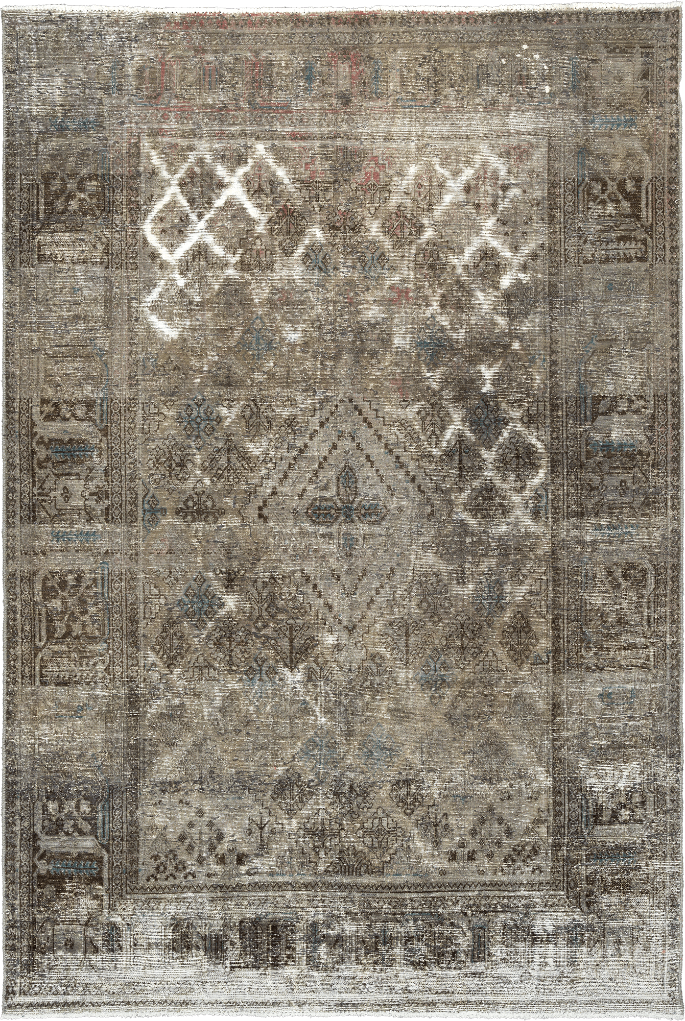 Modern Josheqan Rectangle Grey Rug 7×10 Wool-Cotton