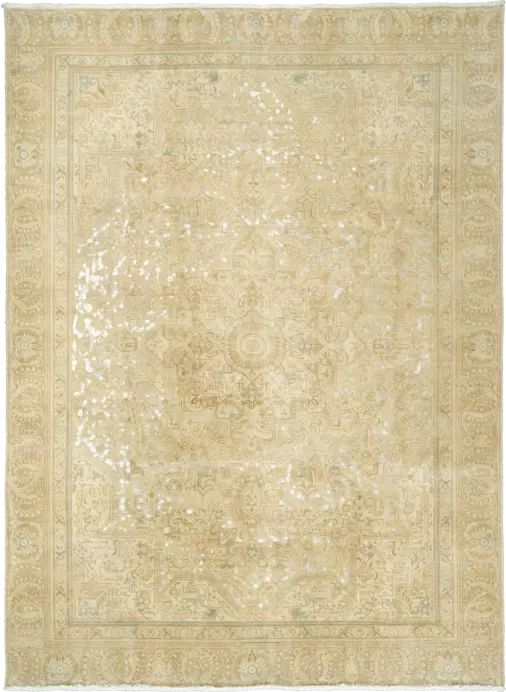 Modern Heriz Rectangle Beige Rug 7×10 Wool-Cotton