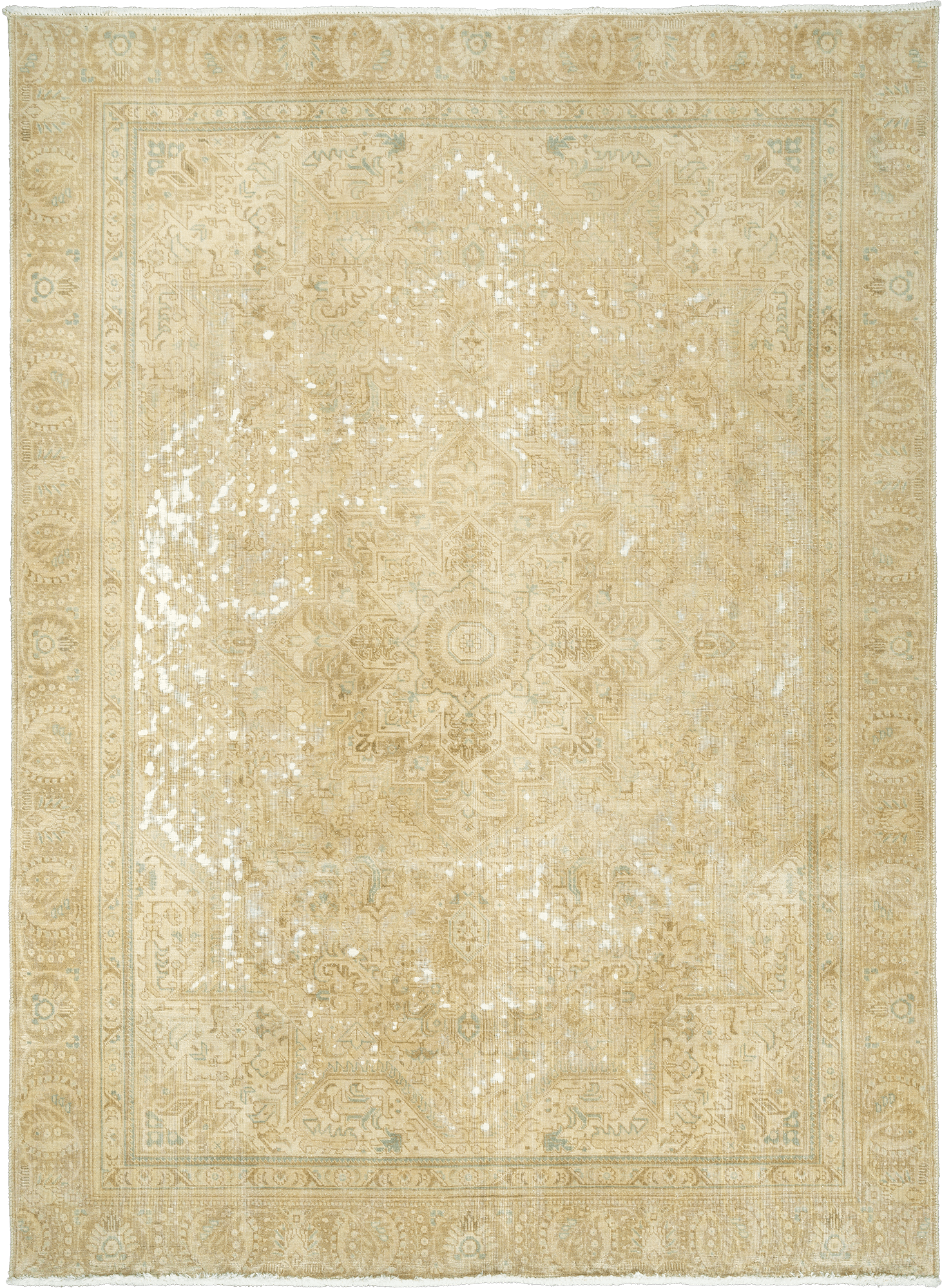 Modern Heriz Rectangle Beige Rug 7×10 Wool-Cotton