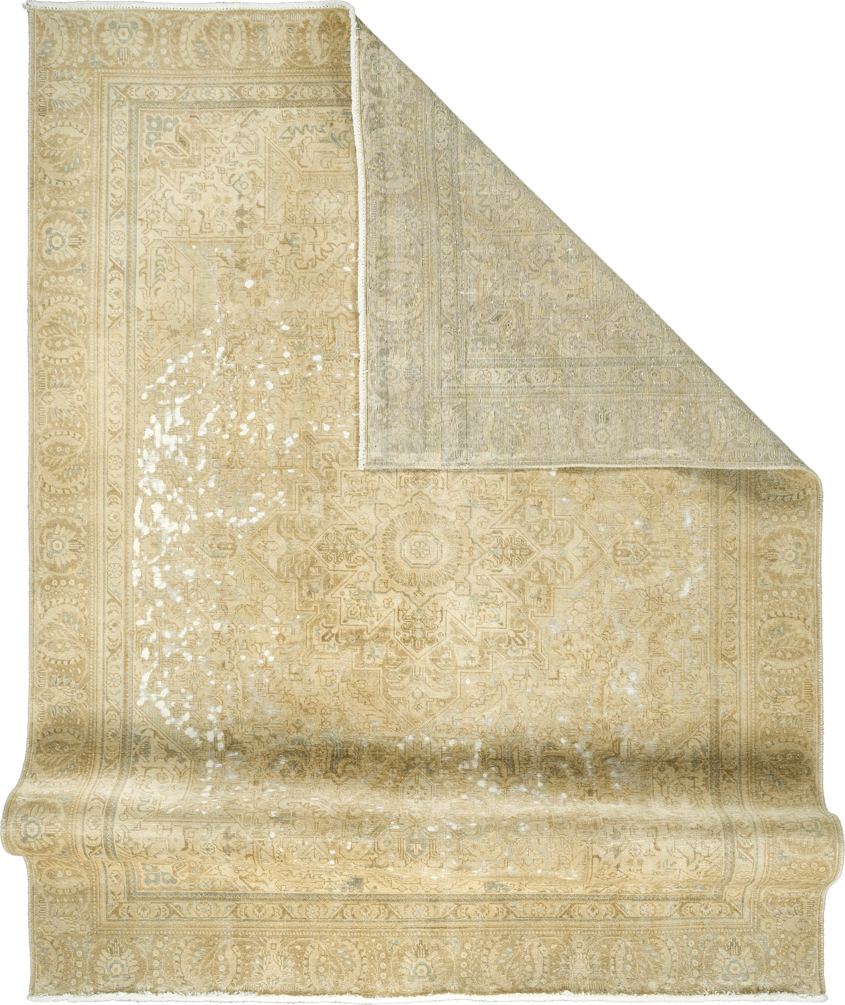 Modern Heriz Rectangle Beige Rug 7×10 Wool-Cotton