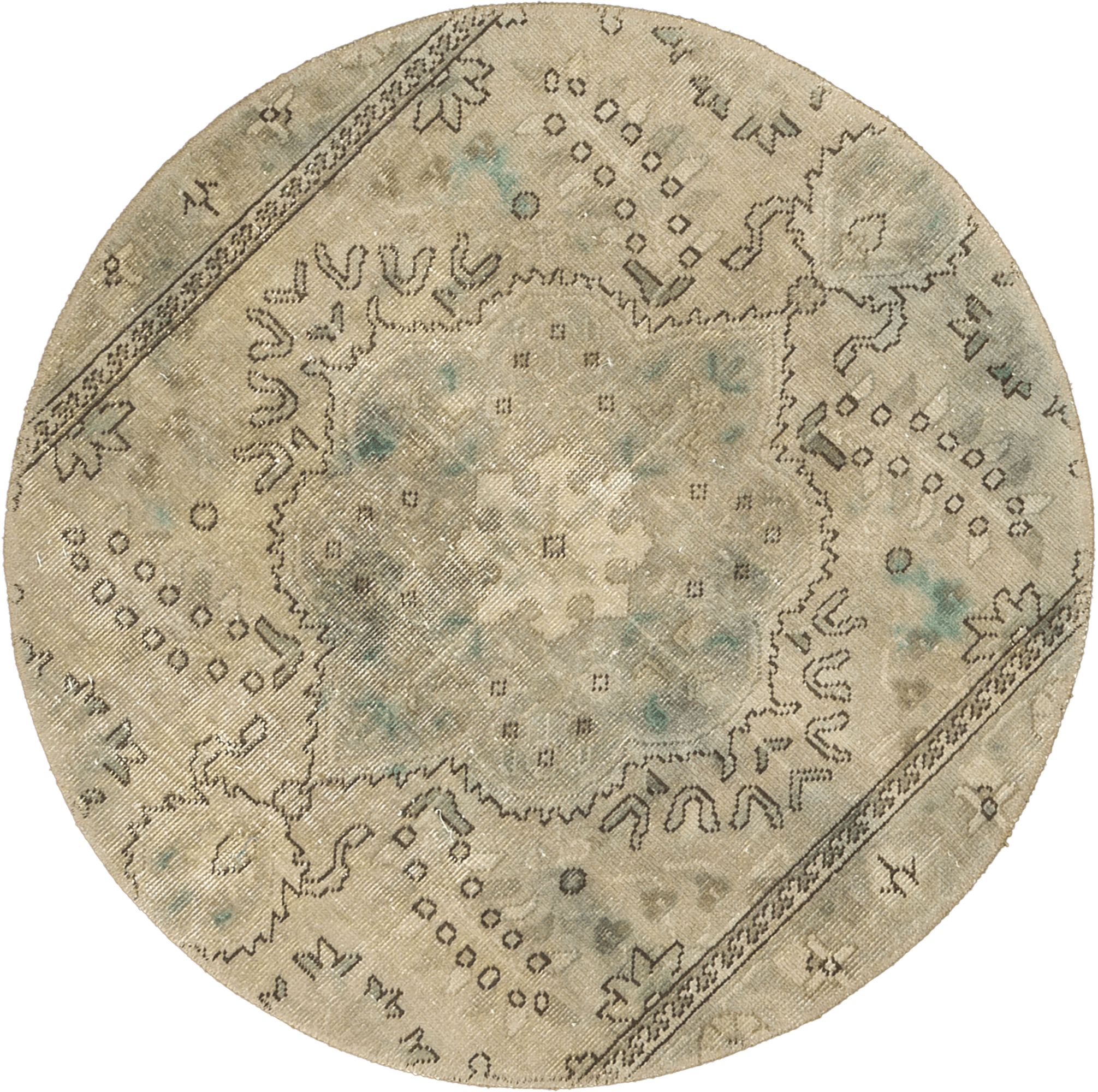 Modern Tabriz Round Grey Rug 3×3 Wool-Cotton