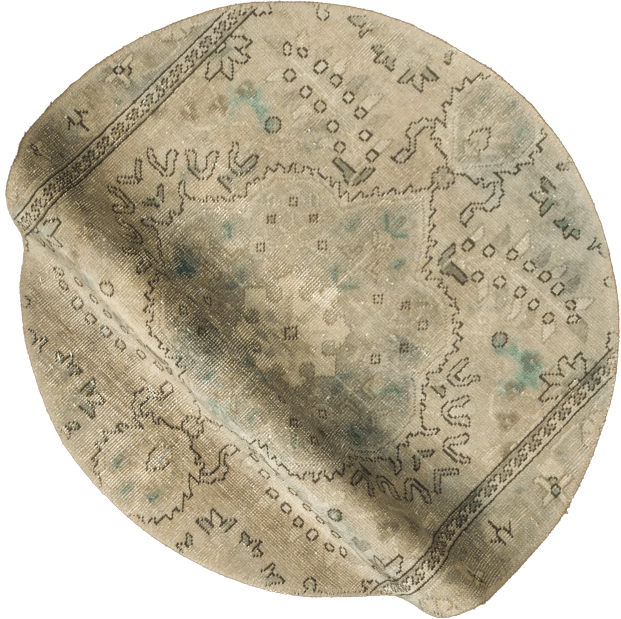 Modern Tabriz Round Grey Rug 3×3 Wool-Cotton