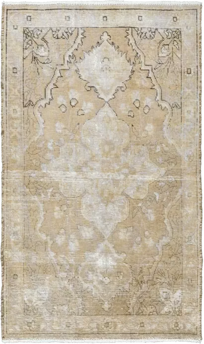 Modern Tabriz Rectangle Beige Rug 3×5 Wool-Cotton