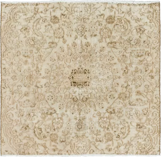 Modern Tabriz Square Beige Rug 4×4 Wool-Cotton